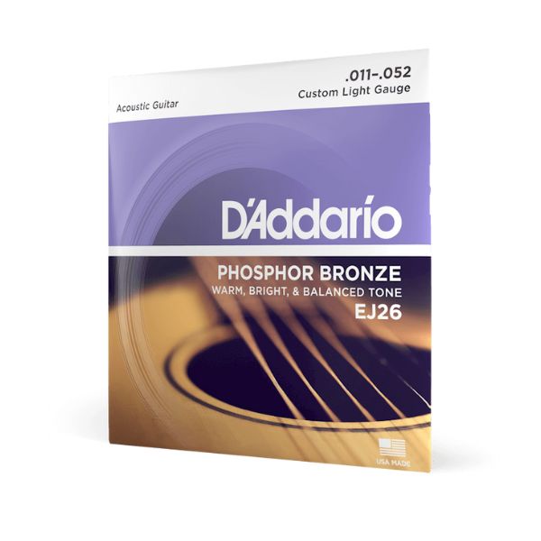 Daddario EJ26 11-52 Custom Light Acoustic Guitar Strings