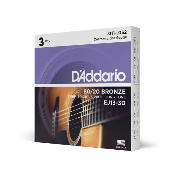 Daddario EJ13-3D 11-52 Custom Light Acoustic Guitar Strings
