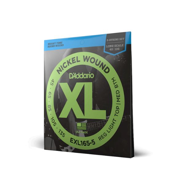 D'Addario EXL165-5 45-135 Regular Light Top/Medium Bottom Long Scale 5-String Bass Strings