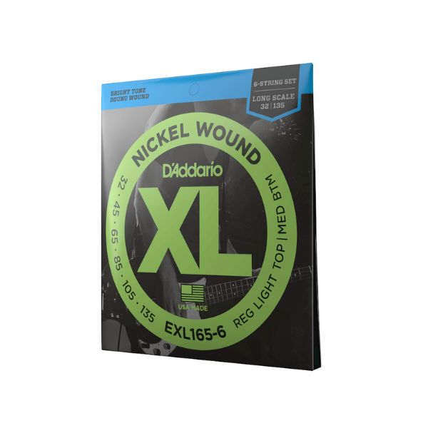 D'Addario EXL165-6 32-135 Regular Light Top/Medium Bottom Long Scale 6-String Bass Strings