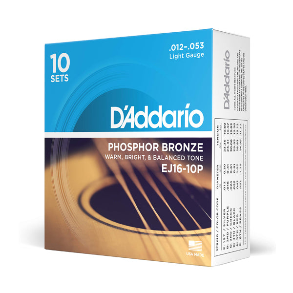 D'Addario EJ16-10P PROPACK PHOS BRONZE LIGHT