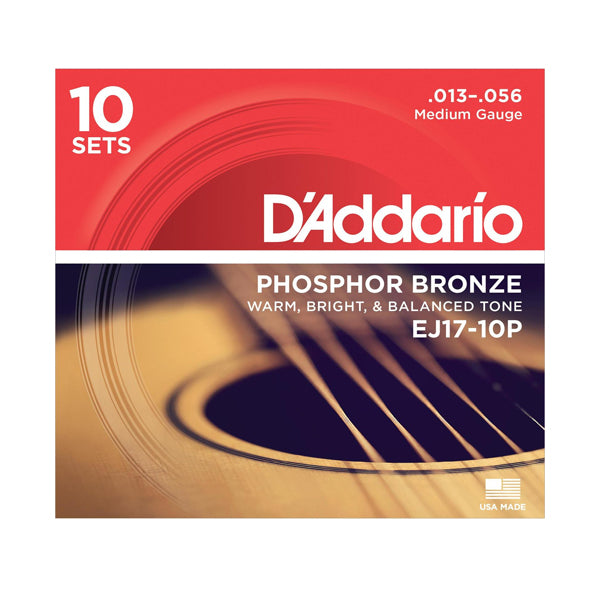 D'Addario EJ17-10P PROPACK PHOS BRONZE MEDIUM