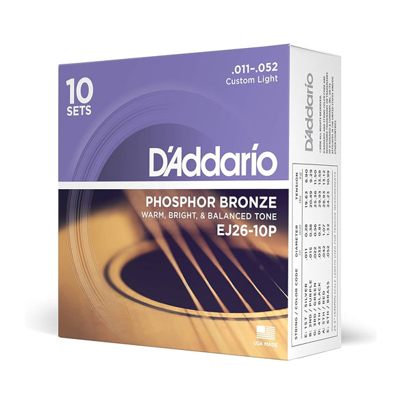 D'Addario EJ26-10P PROPACK PHOS BRZ CST LITE