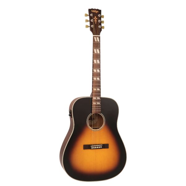 Vintage Historic Series VE140VSB 'Dreadnought' Electro-Acoustic Guitar Vintage Sunburst