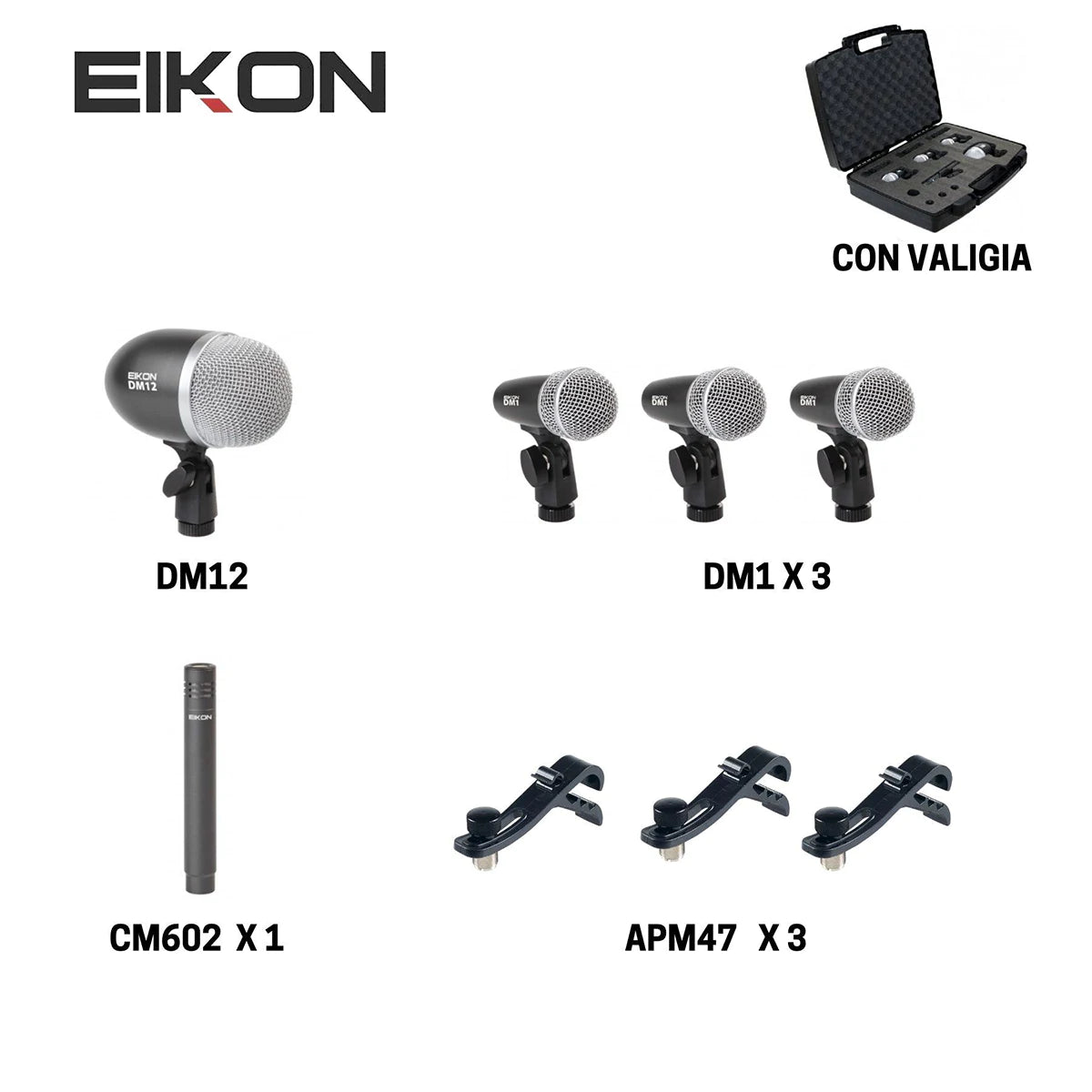 Eikon DMH5XL DRUMKIT 5 PCS Microphone