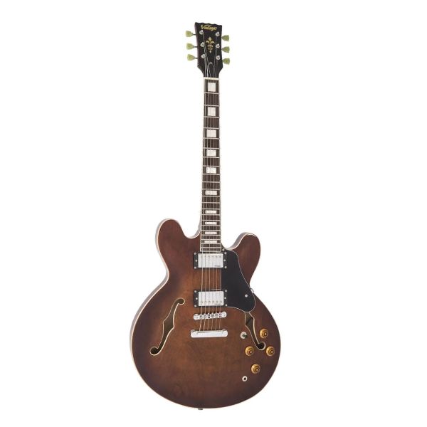 Vintage VSA500 ReIssued Semi Acoustic Guitar Natural Walnut