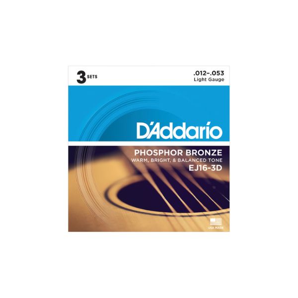 Daddario EJ16-3D Light Phosphor Bronze Multi-Pack Acoustic Guitar Strings