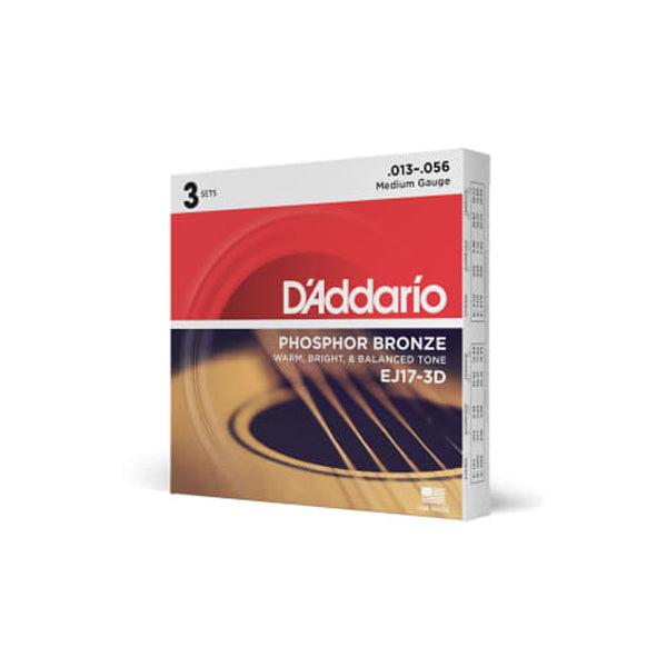 Daddario EJ17-3D 13-56 Medium Acoustic Guitar Strings