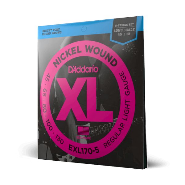 D'Addario EXL170-5 45-130 Regular Light Long Scale 5-String Bass Strings