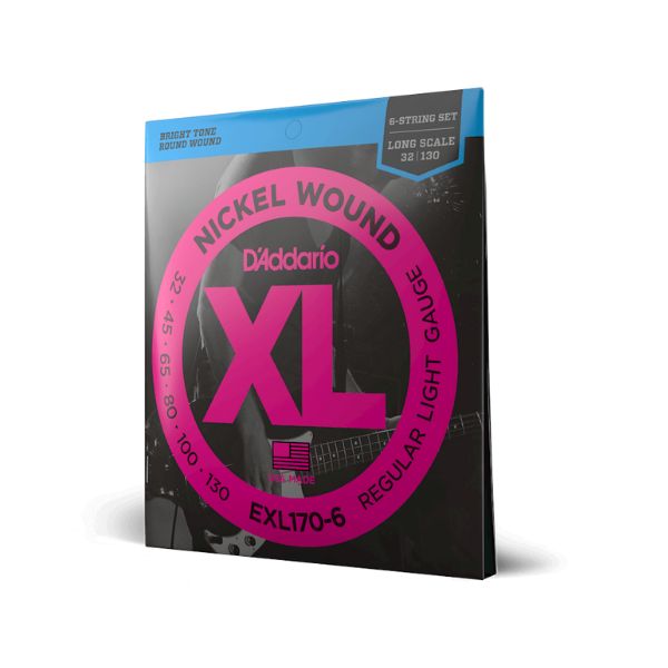 D'Addario EXL170-6 32-130 Regular Light Long Scale 6-String Bass Strings